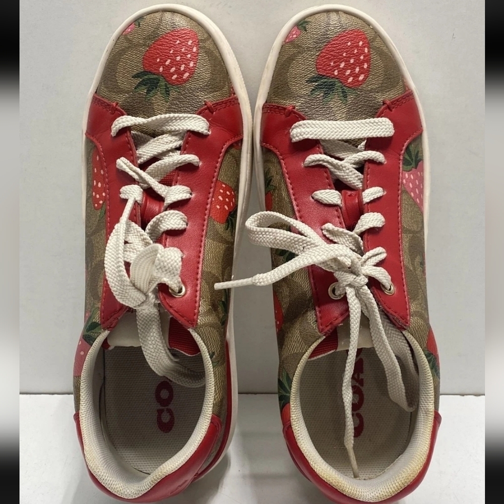 Coach Sneakers with Red Strawberry Design 6b - Picture 2 of 8